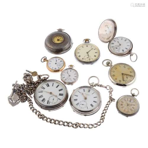 A group nine assorted pocket watches, to include silver