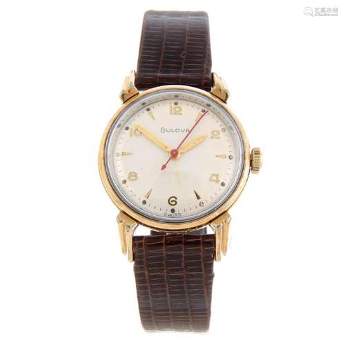 BULOVA - a gentleman's wrist watch. Gold plated case