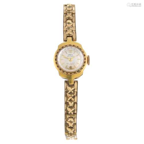 ORIS - a lady's bracelet watch. Gold plated case with