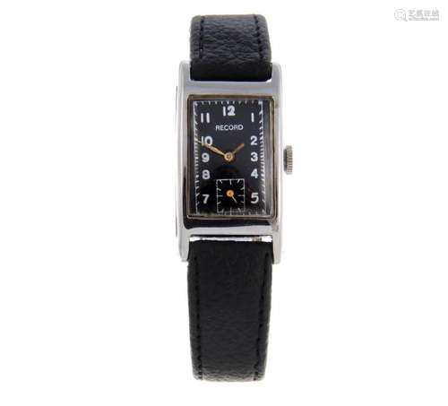 RECORD - a wrist watch. Nickel plated case with