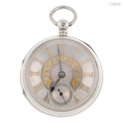 An open face pocket watch. Silver case, hallmarked