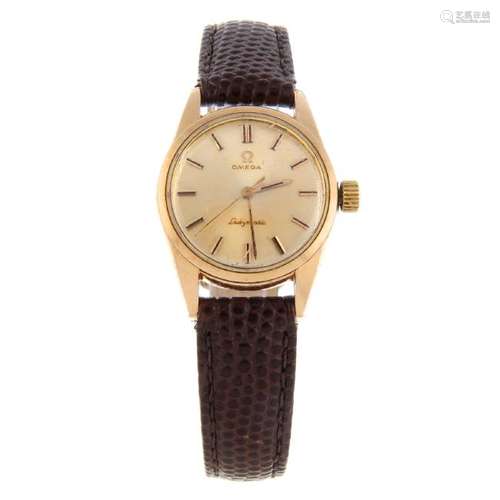 OMEGA - a lady's Ladymatic wrist watch. Gold plated