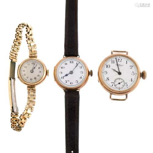 VERTEX - a trench style wrist watch. 9ct yellow gold