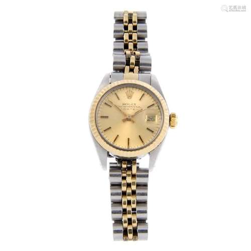 ROLEX - a lady's Oyster Perpetual Date bracelet watch.