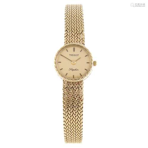 TISSOT - a lady's Saphir bracelet watch. 9ct yellow