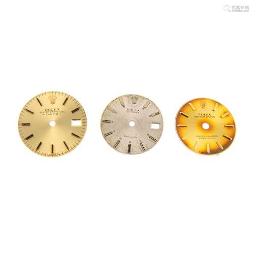 ROLEX - a group of three assorted lady's dials, to