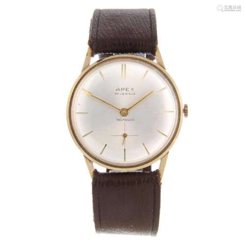 APEX - a gentleman's wrist watch. 9ct yellow gold case,