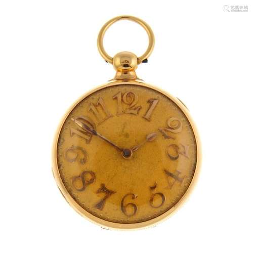 An open face pocket watch by Thomas Wright. 18ct yellow