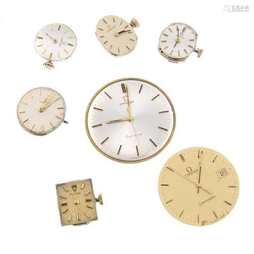 A group of seven assorted watch movements, to include