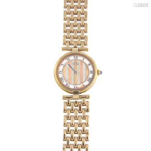 CARTIER - a Must De Cartier Vermeil bracelet watch.