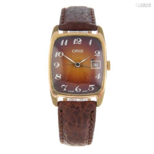 ORIS - a gentleman's wrist watch. Gold plated case with