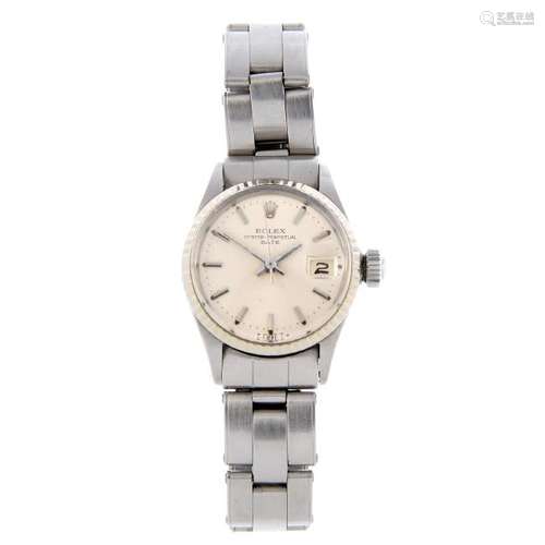 ROLEX - a lady's Oyster Perpetual Date bracelet watch.