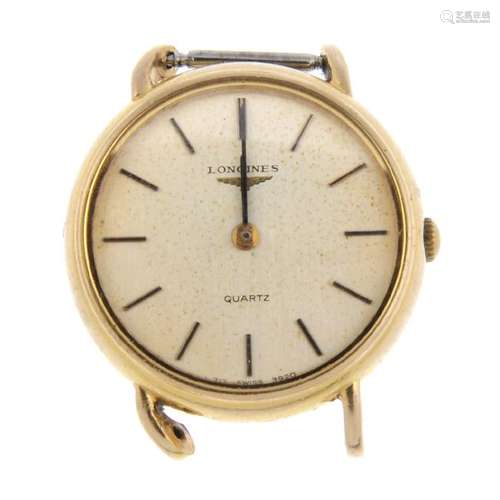 LONGINES - a watch head. 9ct yellow gold case. Numbered