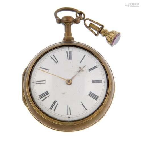 A pair case pocket watch by J.E Compton. Gilt cases.