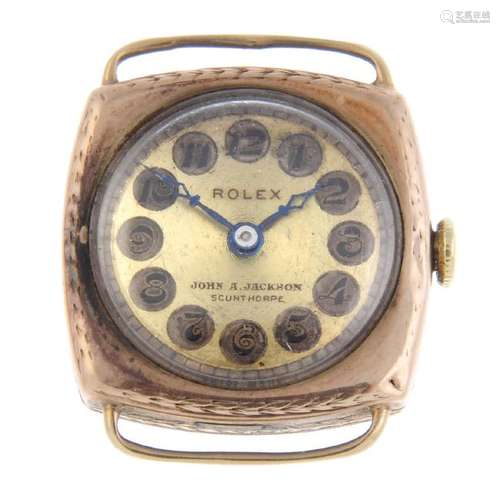 ROLEX - a mid-size watch head. 9ct yellow gold case,