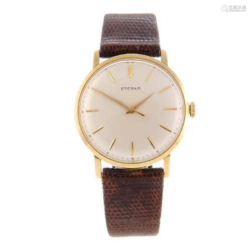 ETERNA - a gentleman's wrist watch. Yellow metal case.