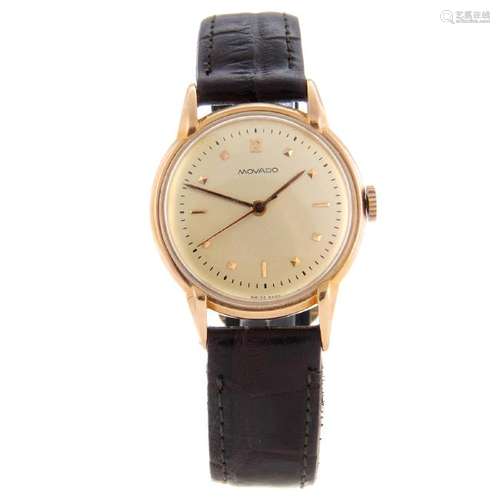 MOVADO - a mid-size wrist watch. Rose metal case,