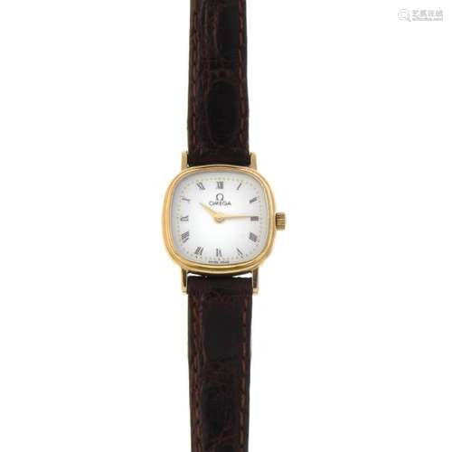 OMEGA - a lady's wrist watch. 9ct yellow gold case.