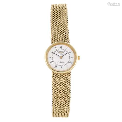 LONGINES - a lady's bracelet watch. 9ct yellow gold