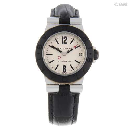 BULGARI - a lady's Diagono Aluminium wrist watch.