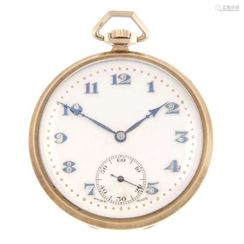 An open face pocket watch by Bernex. 9ct yellow gold