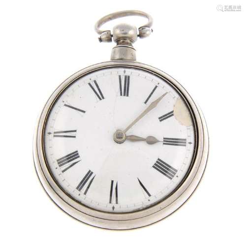 A pair case pocket watch by Maston. Silver cases,