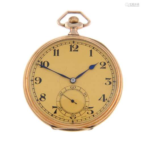 An open face pocket watch by Zenith. 9ct yellow gold