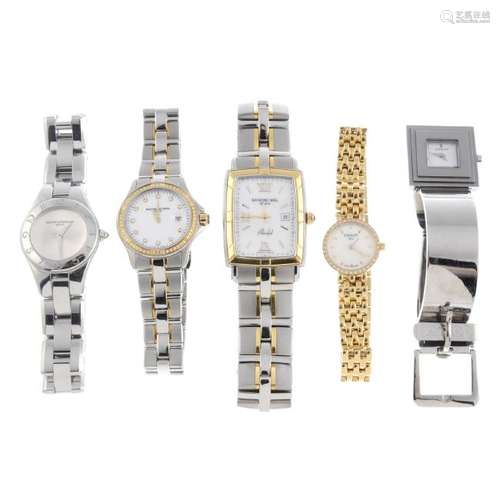 A group of five assorted watches, to include examples