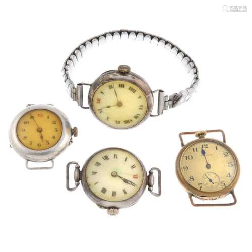 A group of four trench style watches, to include a