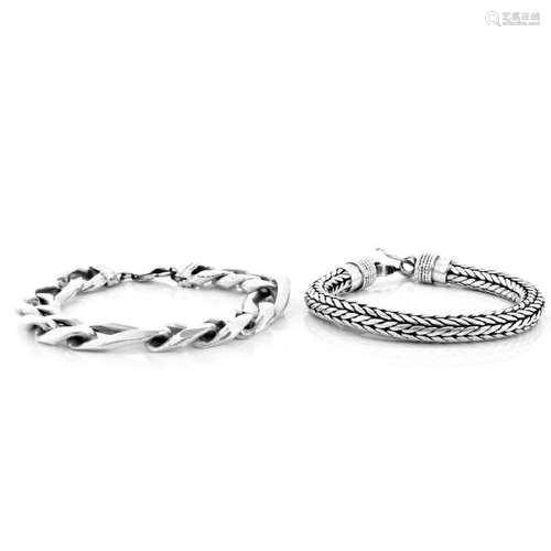 Two Men's Silver Bracelets