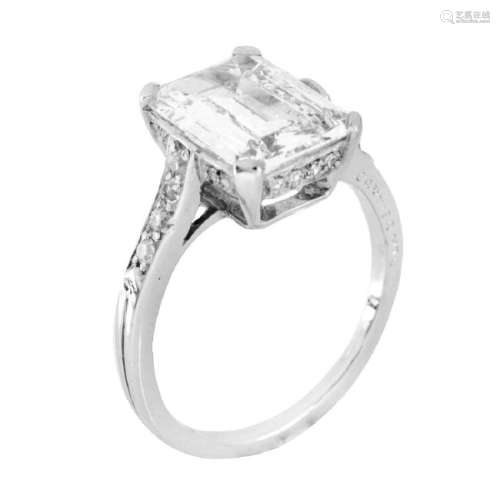 GIA 2.19ct Emerald Cut Diamond Ring