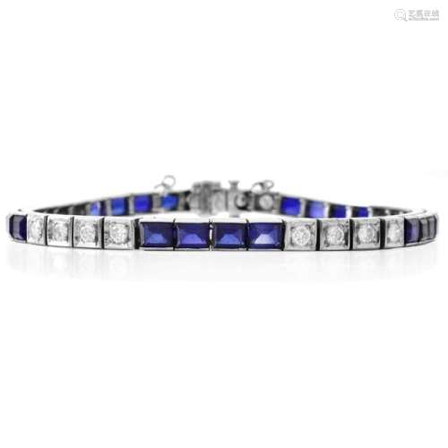 Diamond, Sapphire and 14K Gold Bracelet