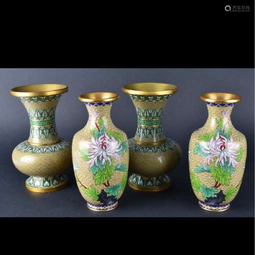 Four Chinese Cloisonne Vases