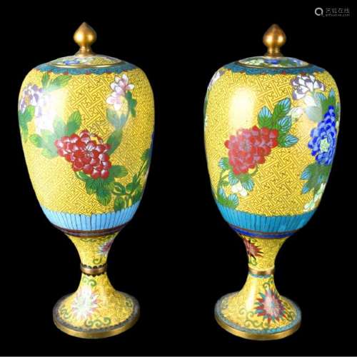 Chinese Cloisonne Covered Vases