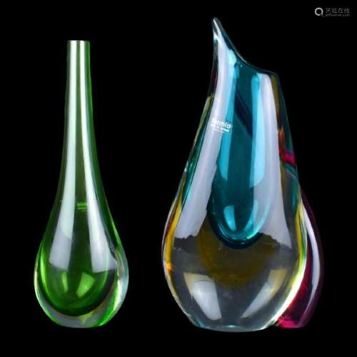 Two (2) Formia for Murano Italian Art Glass Vases