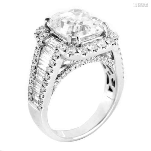 GIA 5.27ct Diamond and 18K Gold Ring