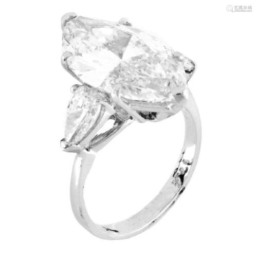 GIA 6.09ct Diamond and Platinum Ring