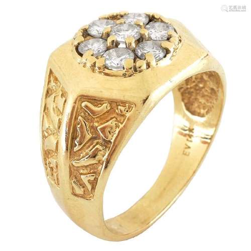 Man's Diamond and 14K Gold Ring