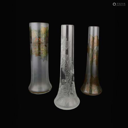 Three (3) Modern Mucha Bohemian Glass Vases