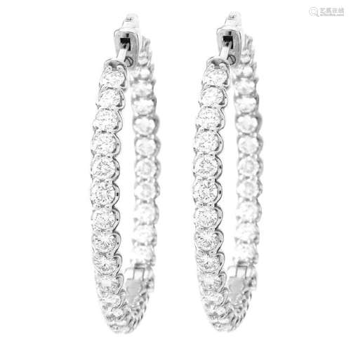 3.5ct TW Diamond and 14K Gold Hoop Earrings