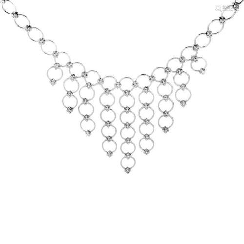 Contemporary Diamond and 18K Gold Necklace