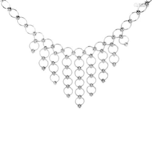 Contemporary Diamond and 18K Gold Necklace