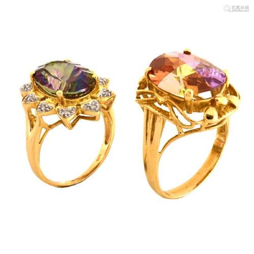 Two 14K Gold Fashion Rings