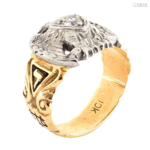 Man's Diamond and 10K Gold Ring