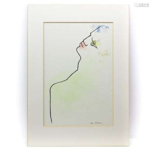 A Water Color Signed Jean Cocteau