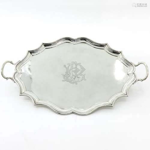 An English Monogramed Silver Platter