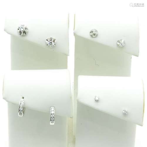 A Lot of 4 Pair of Ladies Diamond Earrings