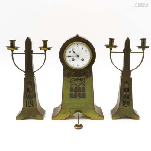 An Amsterdam School 3 Piece Clock Set Circa 1930