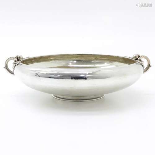 A Georg Jensen Hammered Sterling Silver Dish