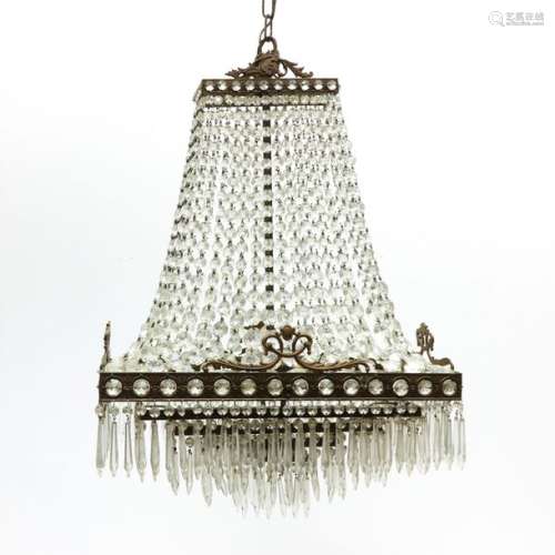 A Bronze and Crystal Chandelier